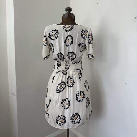 Urban Outfitters Bettie Daisy Print Twist Front Mini Dress Linen Blend Sz Small - Picture 6 of 11